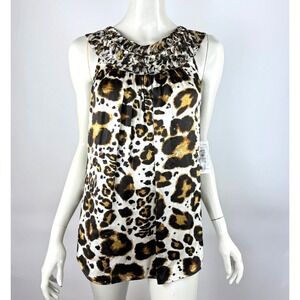 Etcetera Silk Tank‎ Top Women 8 NWT Sleeveless Round Neck Animal Print Tunic